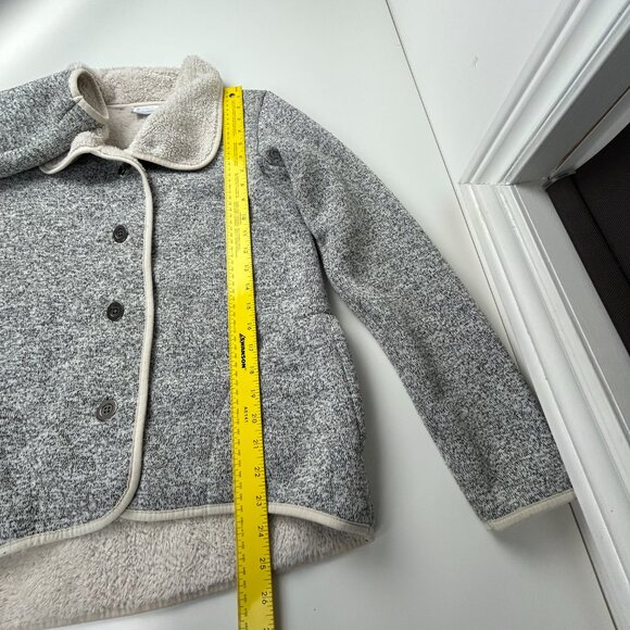 Columbia Sweater Jacket Womens Small Grey Cream Darling Days Fleece Button Up - Picture 12 of 15